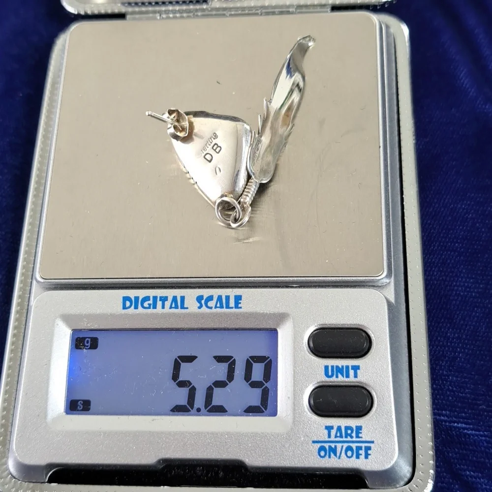 Vintage Native American Mother of Pearl Sterling Silver Feather Earrings - Picture 12 of 13